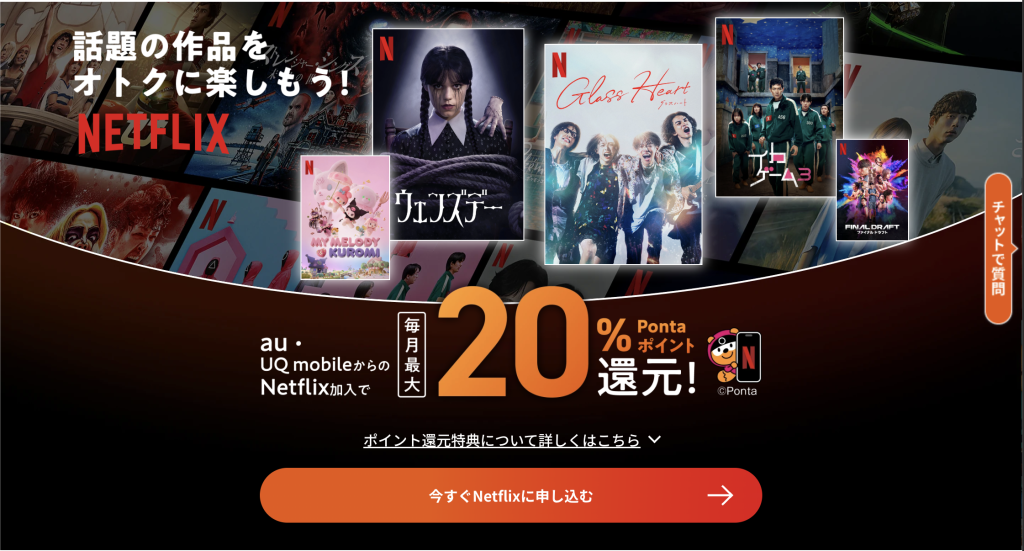 au Netflixパック公式画面